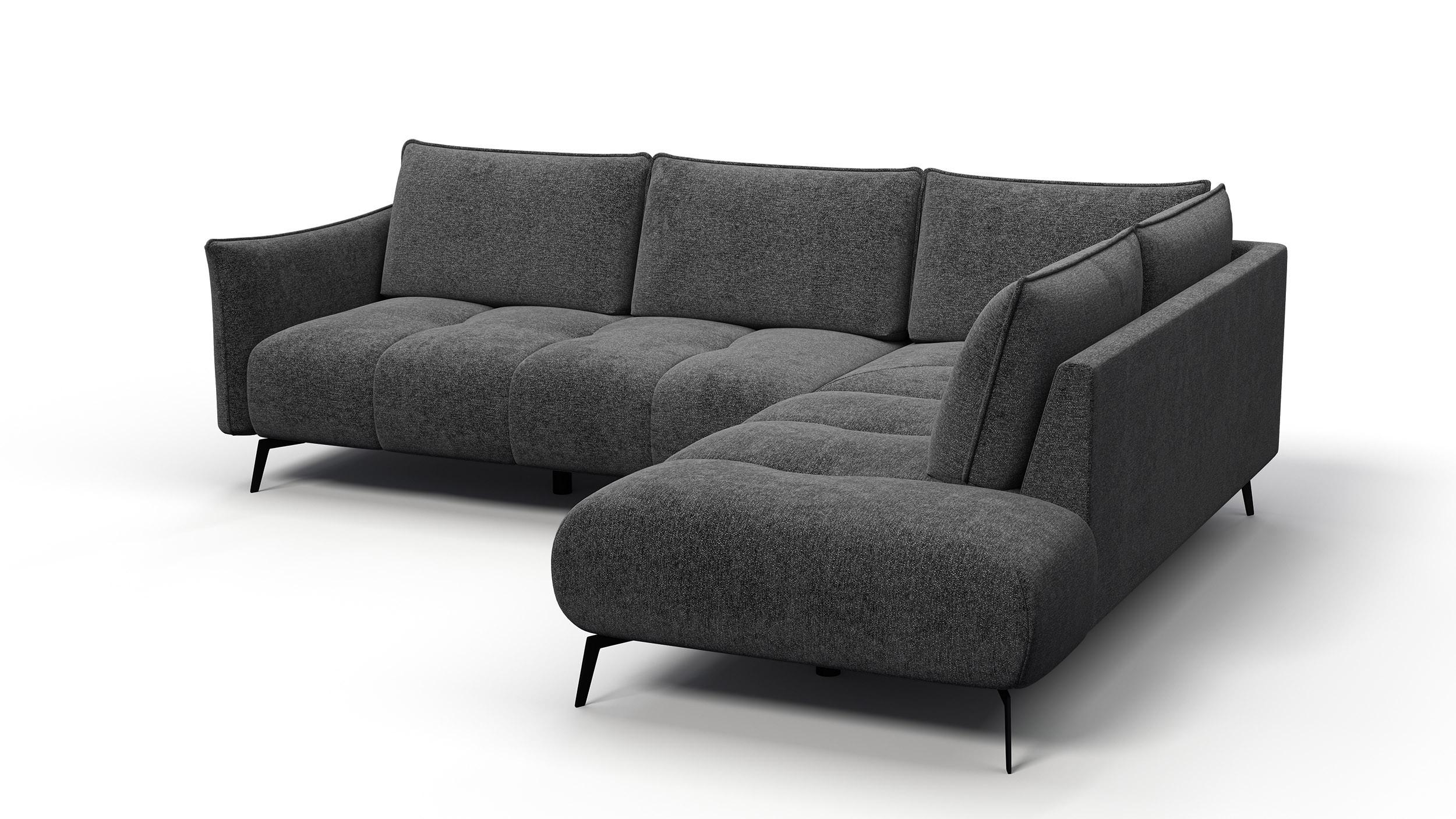 ECKSOFA AERA 5-Sitzer rechts, dunkelgrau - Dunkelgrau/Schwarz, Holz/Textil (268/206cm) - Wozimo