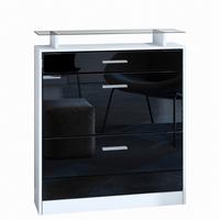 SCHUHSCHRANK Loret Front in Schwarz Hochglanz - Schwarz Hochglanz, Holzwerkstoff (89/104/23cm) - Vladon