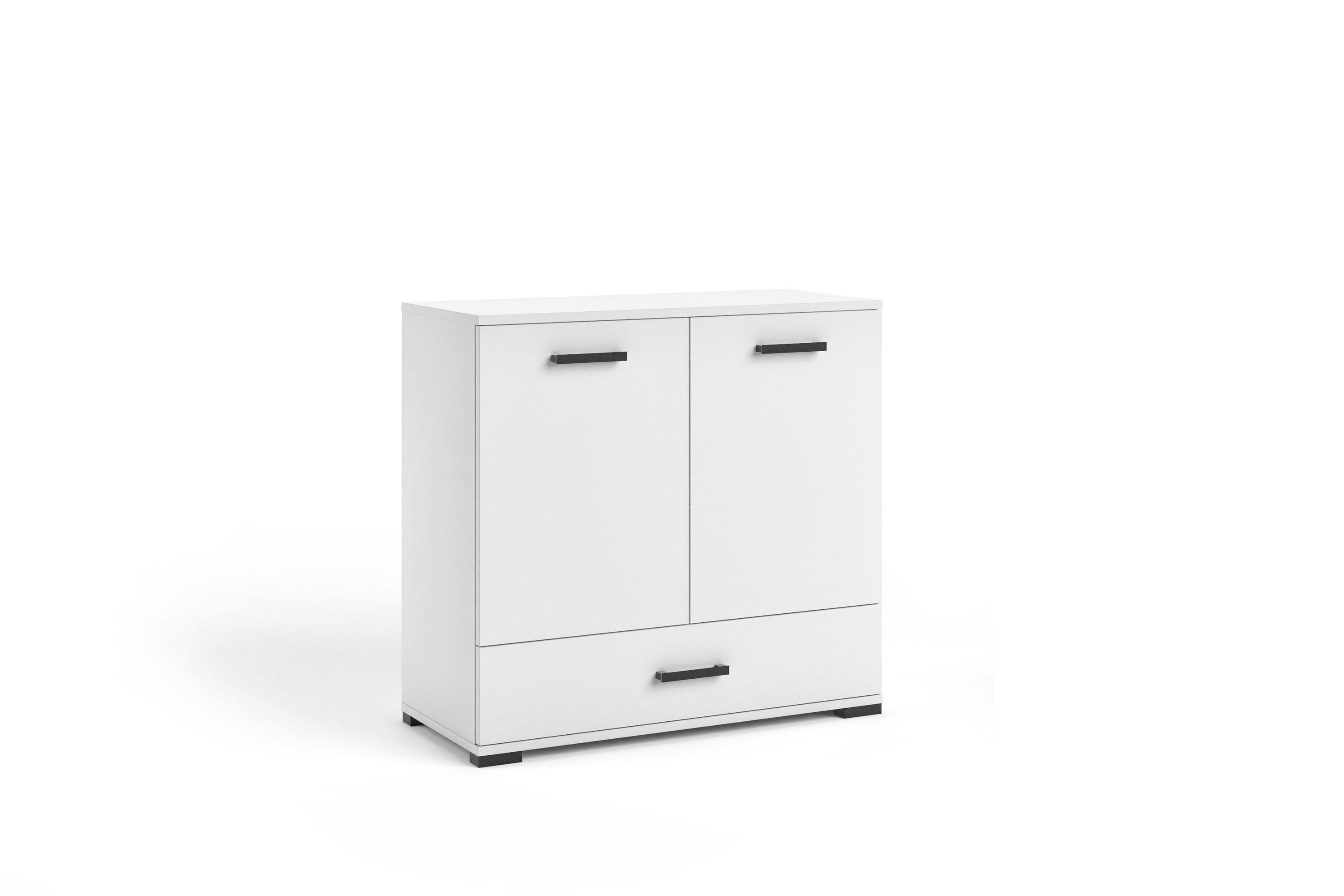 KOMMODE ALBANO 90/83/40cm mit 1 Schubladen 2 Türen Weiß - Weiß, Holzwerkstoff (90/83/40cm) - MASSENO