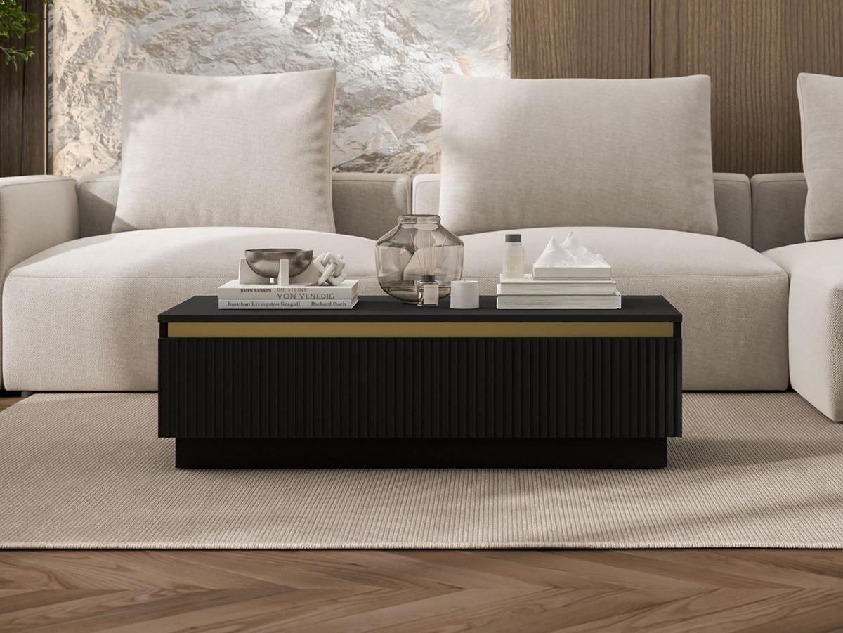 COUCHTISCH Selene Schwarz matt 109 cm mit Sockel - Schwarz, Holzwerkstoff (50/109/32cm) - Meble Lindner