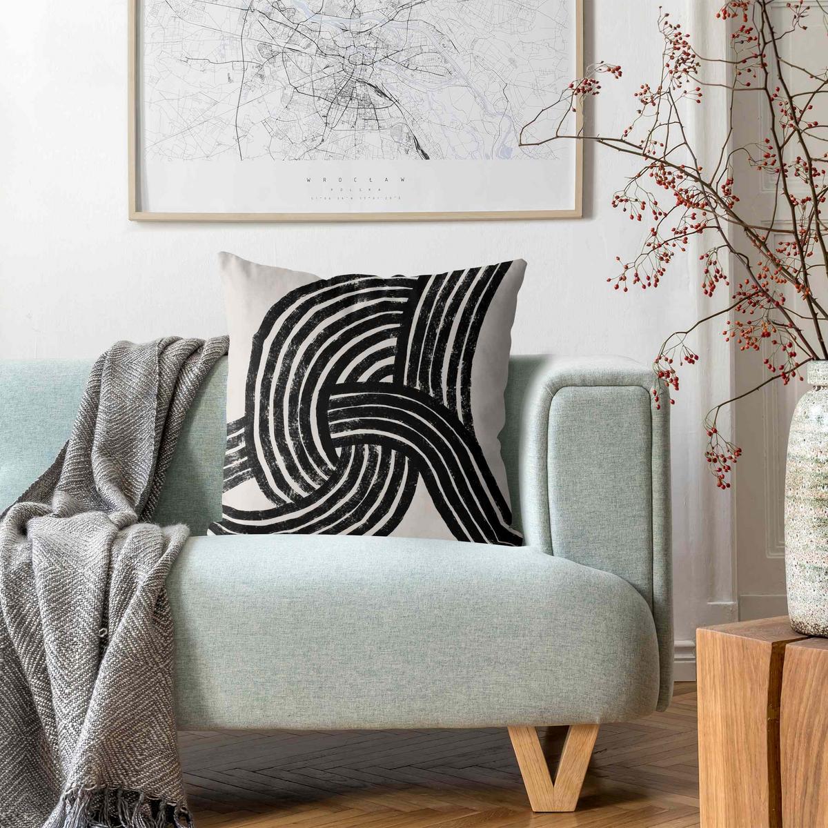 DEKOKISSEN Knoten schwarz 50/50 cm - Beige, Textil (50/50/10cm) - Bilderwelten