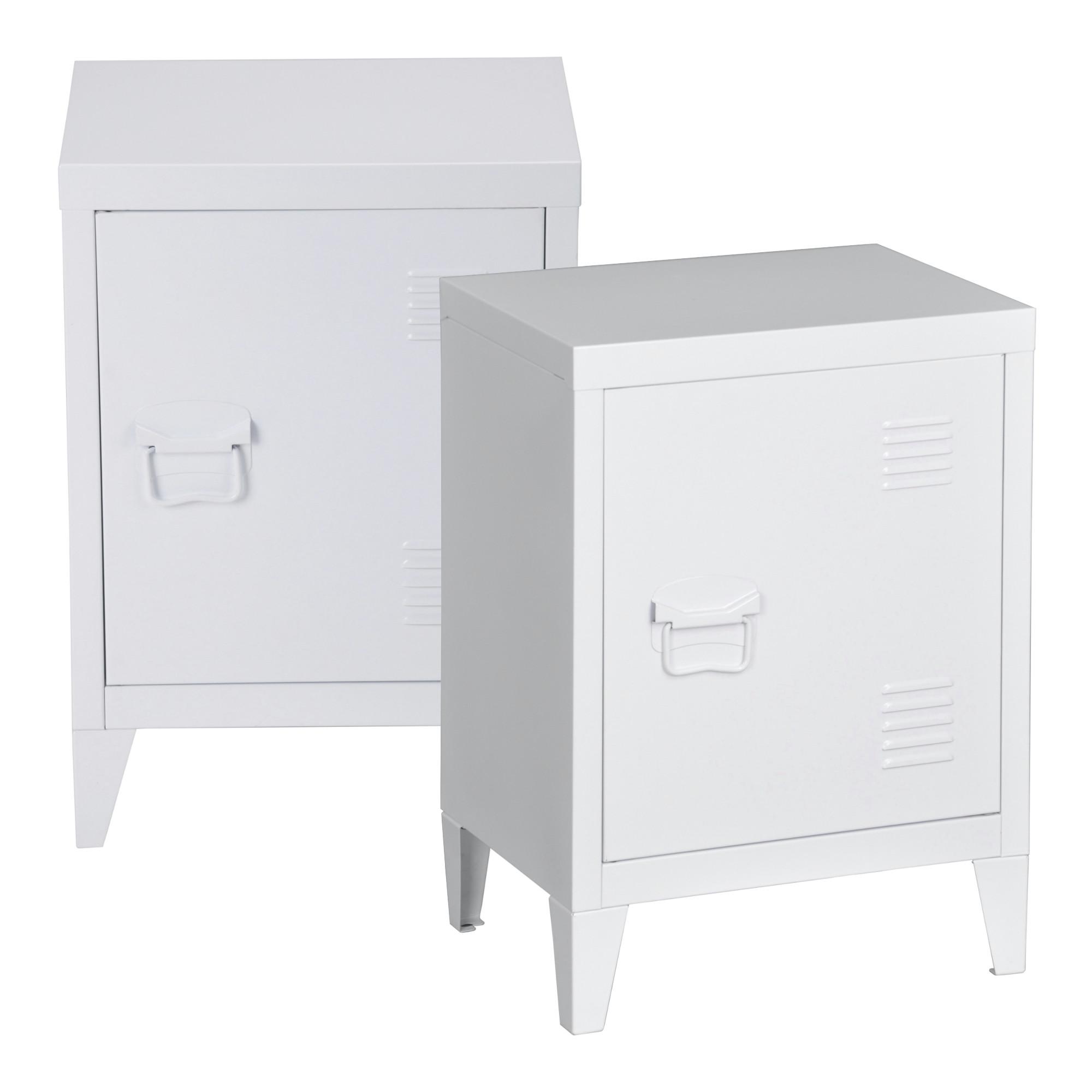 NACHTSCHRANK-SET 2 TLG. Inari - Weiß, Metall (40/57/30cm) - [en.casa]