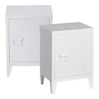 NACHTSCHRANK-SET 2 TLG. Inari - Weiß, Metall (40/57/30cm) - [en.casa]