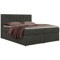 BOXBETT INERO 140/200 - Dunkelgrau Velvet - Topper T25 - H3 - Dunkelgrau/Schwarz, Kunststoff/Textil (140/200cm) - MKS