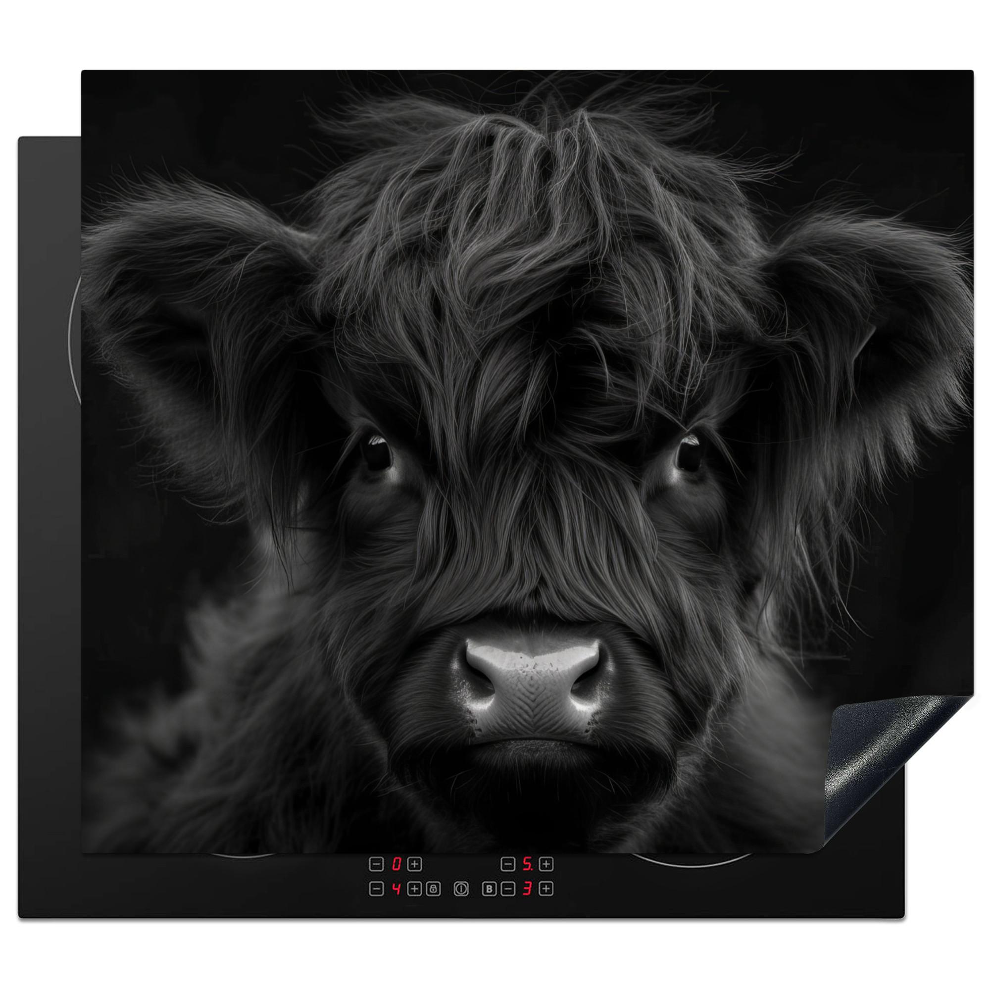 HERDABDECKPLATTE Scottish Highlander - Schwarz - Kalb - Kuh Abdeckung Ceranfeld 57.6x51.6 cm - Schwarz, Kunststoff (57.6/51.6/0.2cm) - MuchoWow