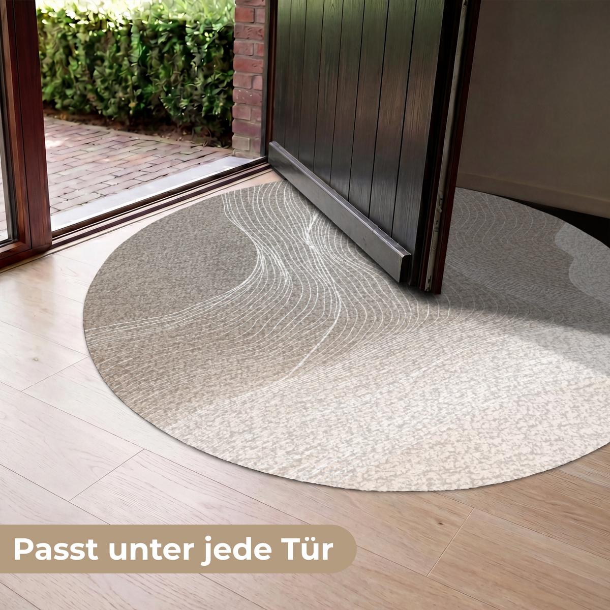 FUSSMATTE Wellenlinien - Luftströme - Harmonisch Schmutzfänger 120x120 cm - Beige, Kunststoff (120/0.4cm) - MuchoWow