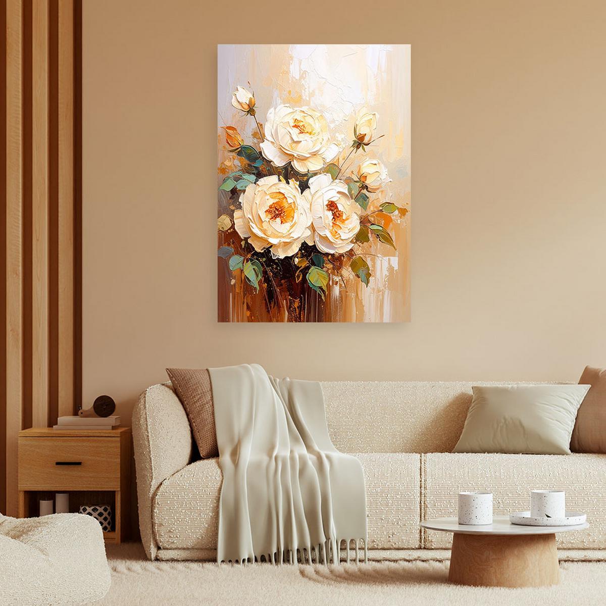 LEINWANDBILD Blumen 70x100cm - Beige, Textil (70/100cm) - Feeby