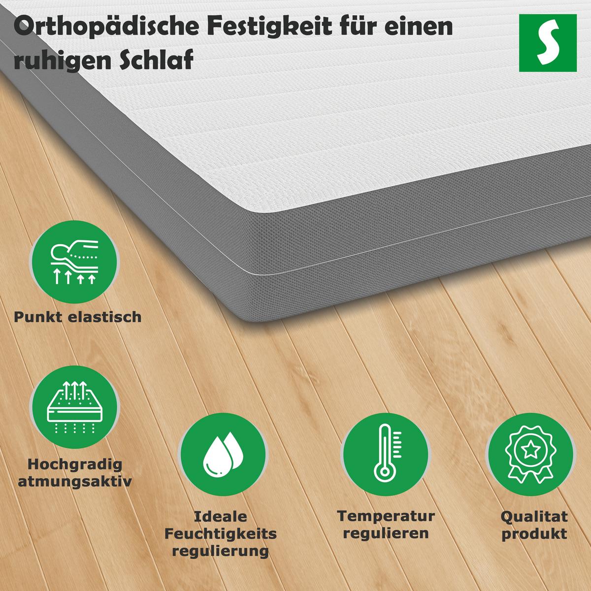 KALTSCHAUMMATRATZE 120x200 cm – 7 Zonen Matratze - Weiß, Textil (120/200cm) - Schlaftroll