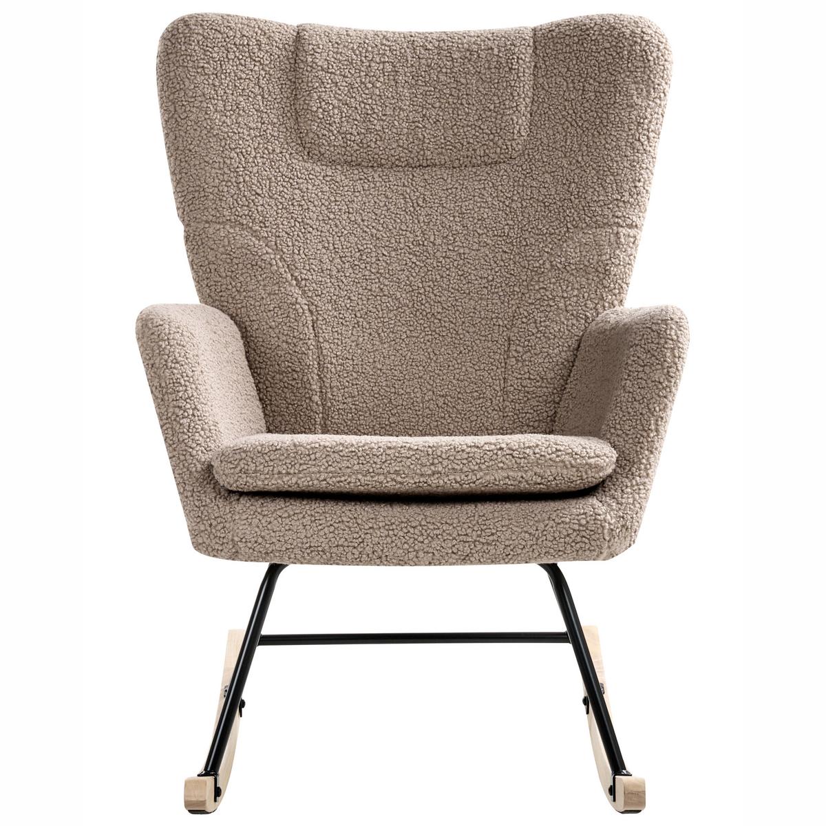 SCHAUKELSESSEL Bouclé Taupe Sandve - Hellbraun/Beige, Textil (72/98/87cm) - Beliani