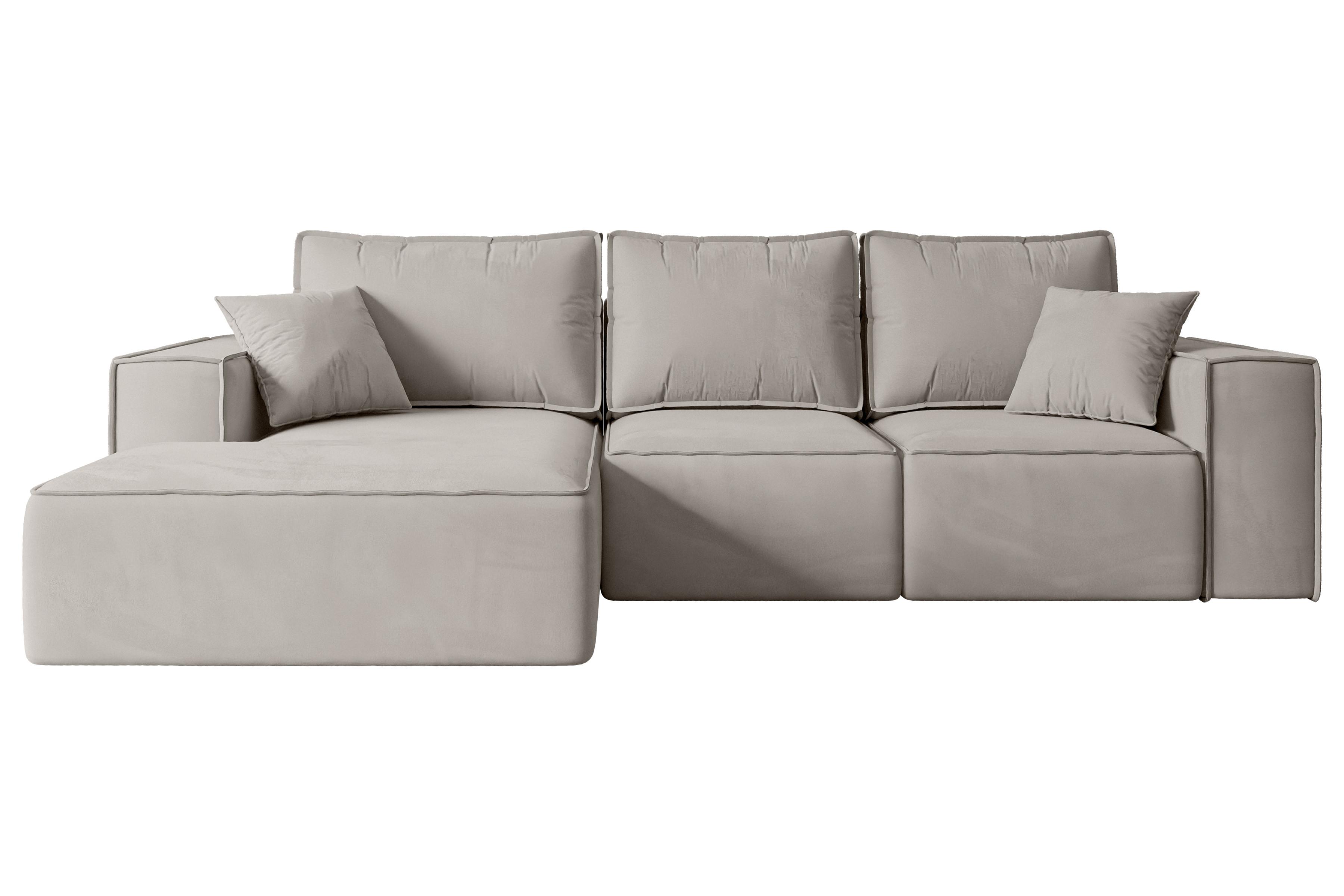 ECKSOFA mit Schlaffunktion und Bettkasten SERRA-L-S - 266x161x87 cm Hellbraun Velours - Hellbraun/Schwarz, Holzwerkstoff/Kunststoff (266/161cm) - ALTDECOR