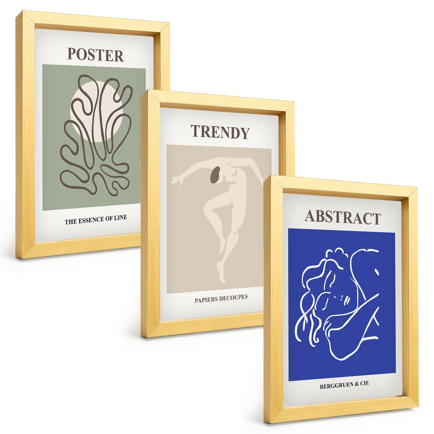 BILDER SET 3er Set - 20x30 cm Goldrahmen - Henri Matisse Pastellgrafiken - Goldfarben, Kunststoff (20/30cm) - TULUP
