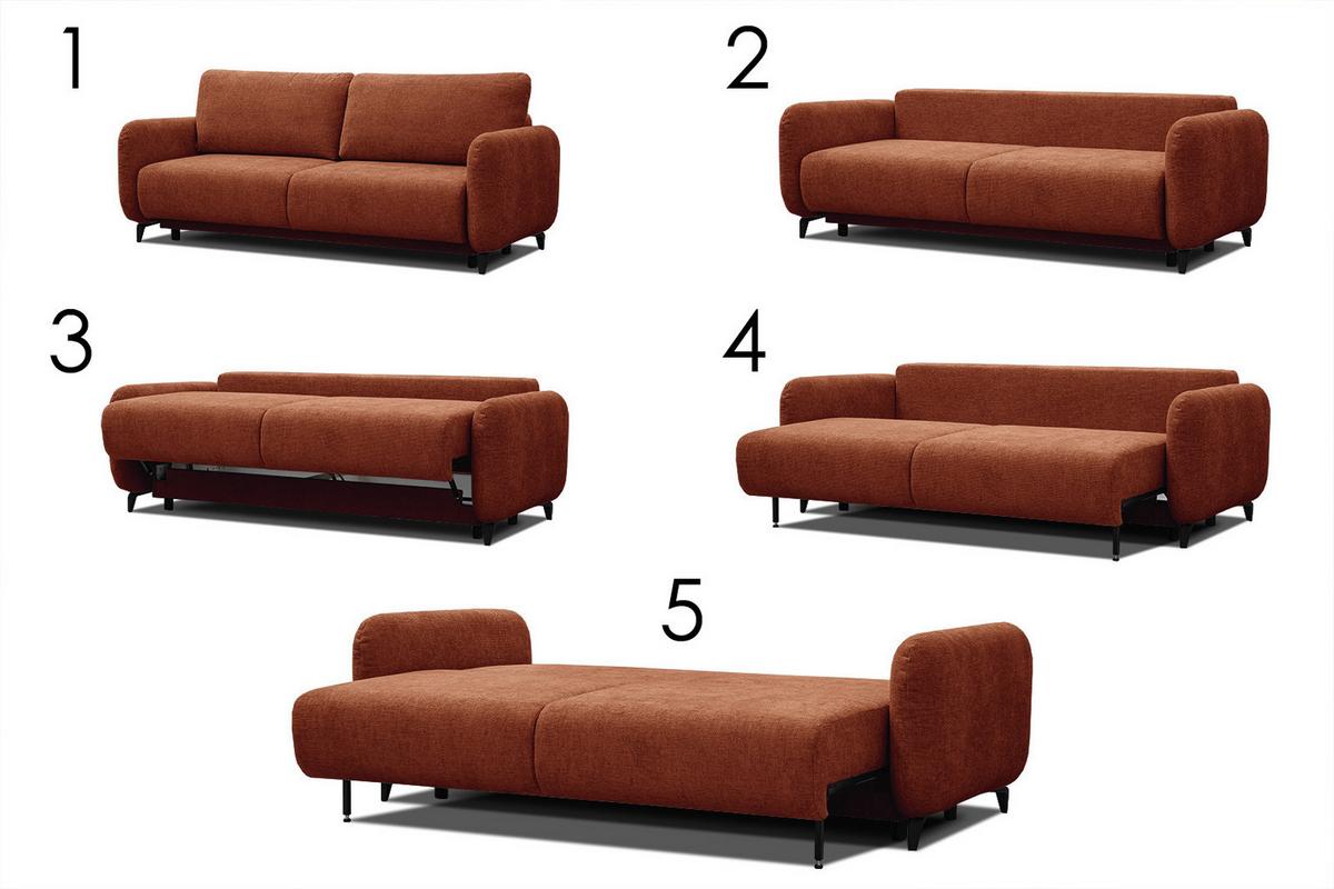 SOFA DRAKE 3-Sitzer mit Schlaffunktion, dunkelorange - Dunkelorange/Braun, Holz/Textil (232/90/107cm) - Wozimo