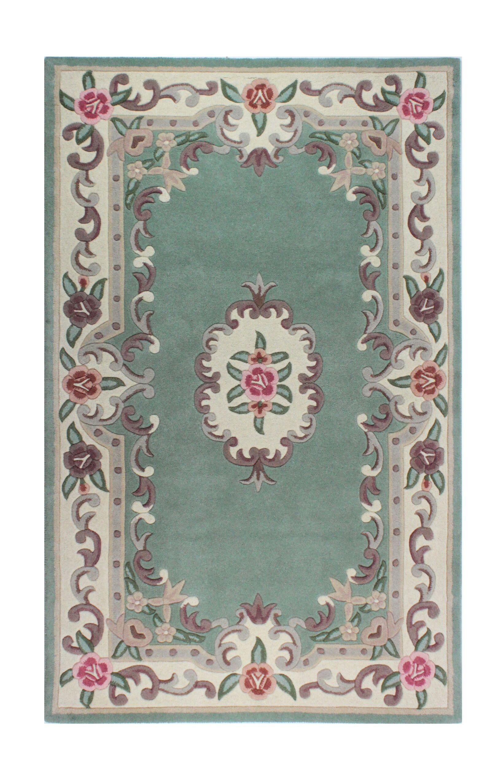 WOLLTEPPICH BEAULY, klassisch, Grün-Beige, 75 x 150 cm - Grün, Textil (75/150cm) - KADIMA DESIGN