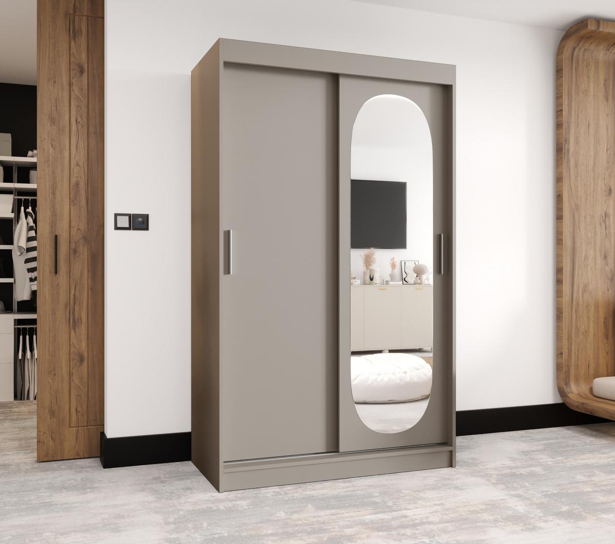 SCHIEBETÜRENSCHRANK mit Spiegel ROYAL 200/120/62 2-türig - Kaschmir/Silberfarben, Holz (120/62/120cm) - MÖBEL KRYSPOL
