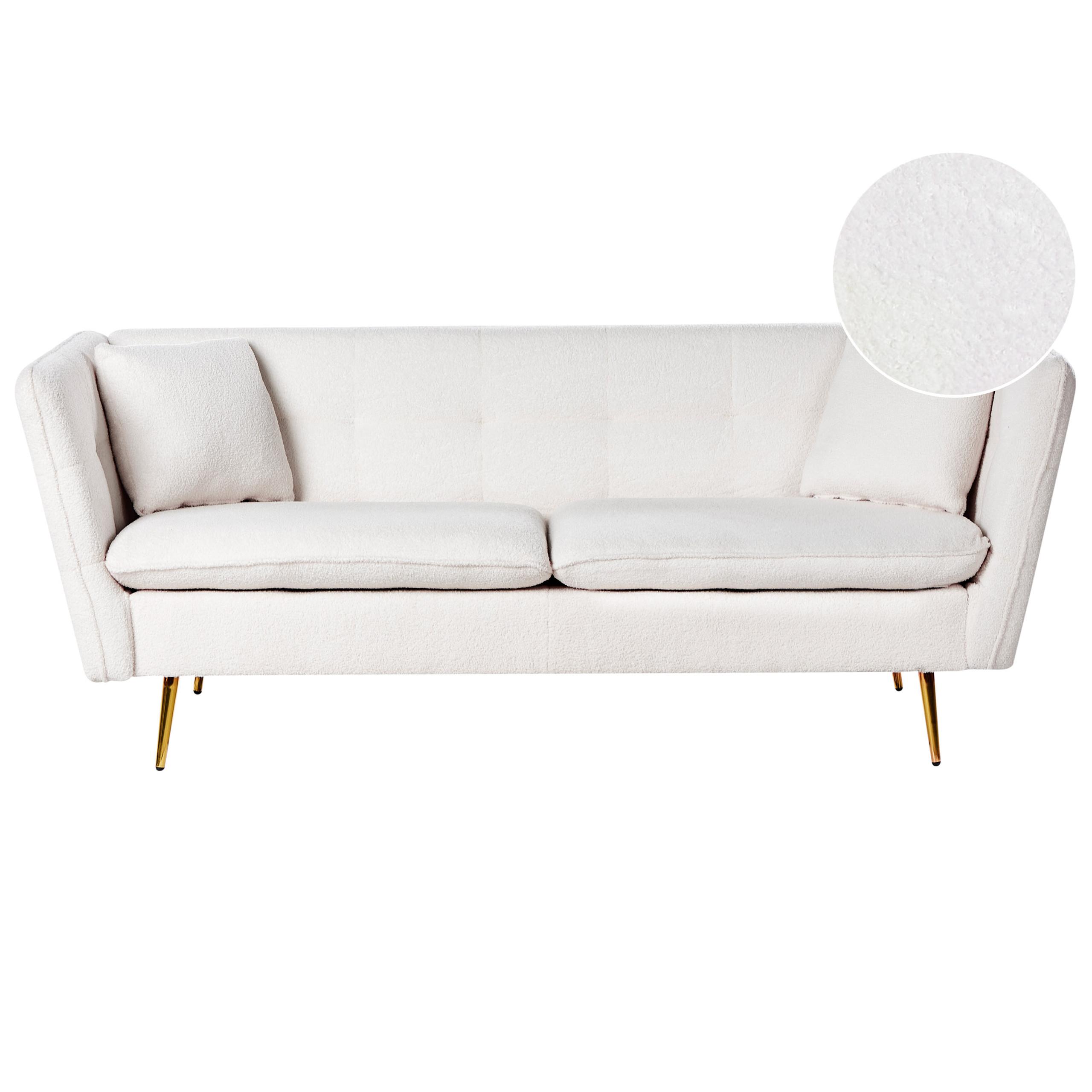 3-SITZER-SOFA Bouclé Cremeweiß Frederica - Creme, Textil (200/77/80cm) - Beliani