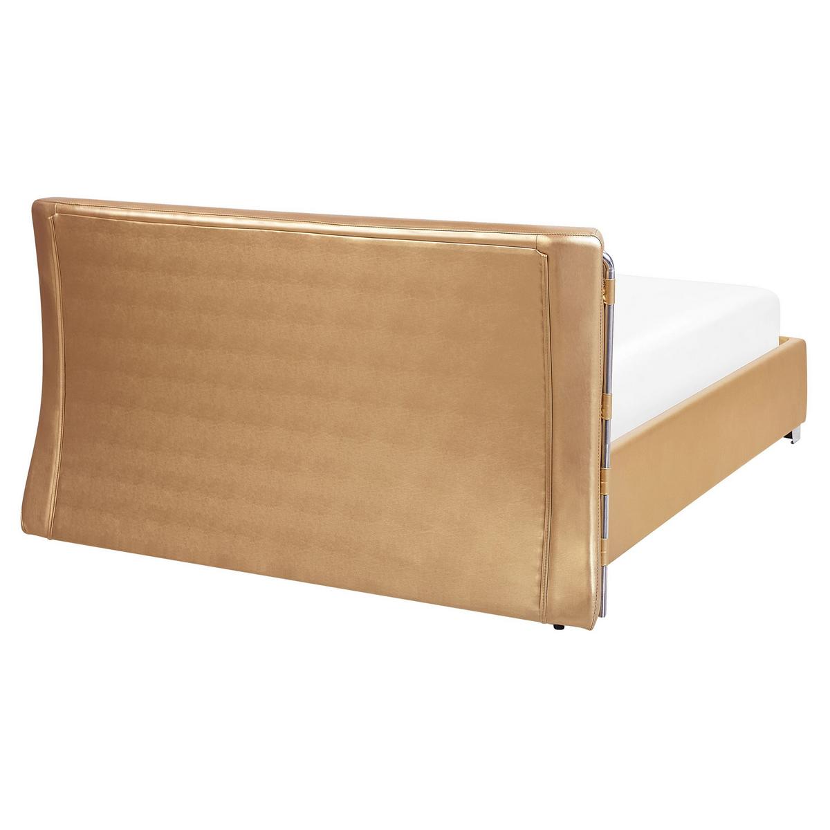 LEDERBETT 160/200cm Gold Paris - Goldfarben, Leder (160/200cm) - Beliani
