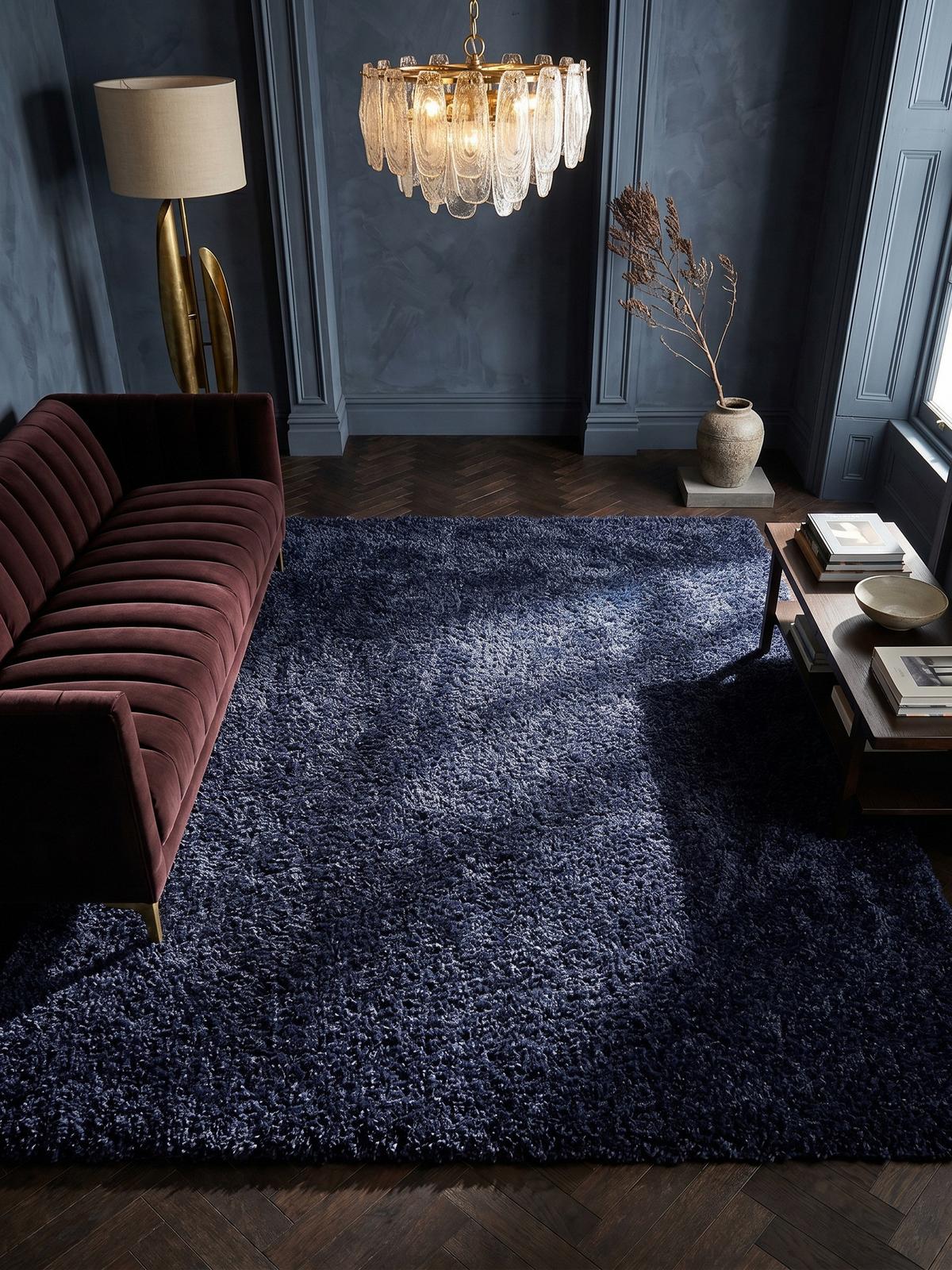 HOCHFLORTEPPICH RHEIN, einfarbig, aus Polypropylen, Marineblau, 240 x 340 cm - Blau, Textil (340/240cm) - KADIMA DESIGN