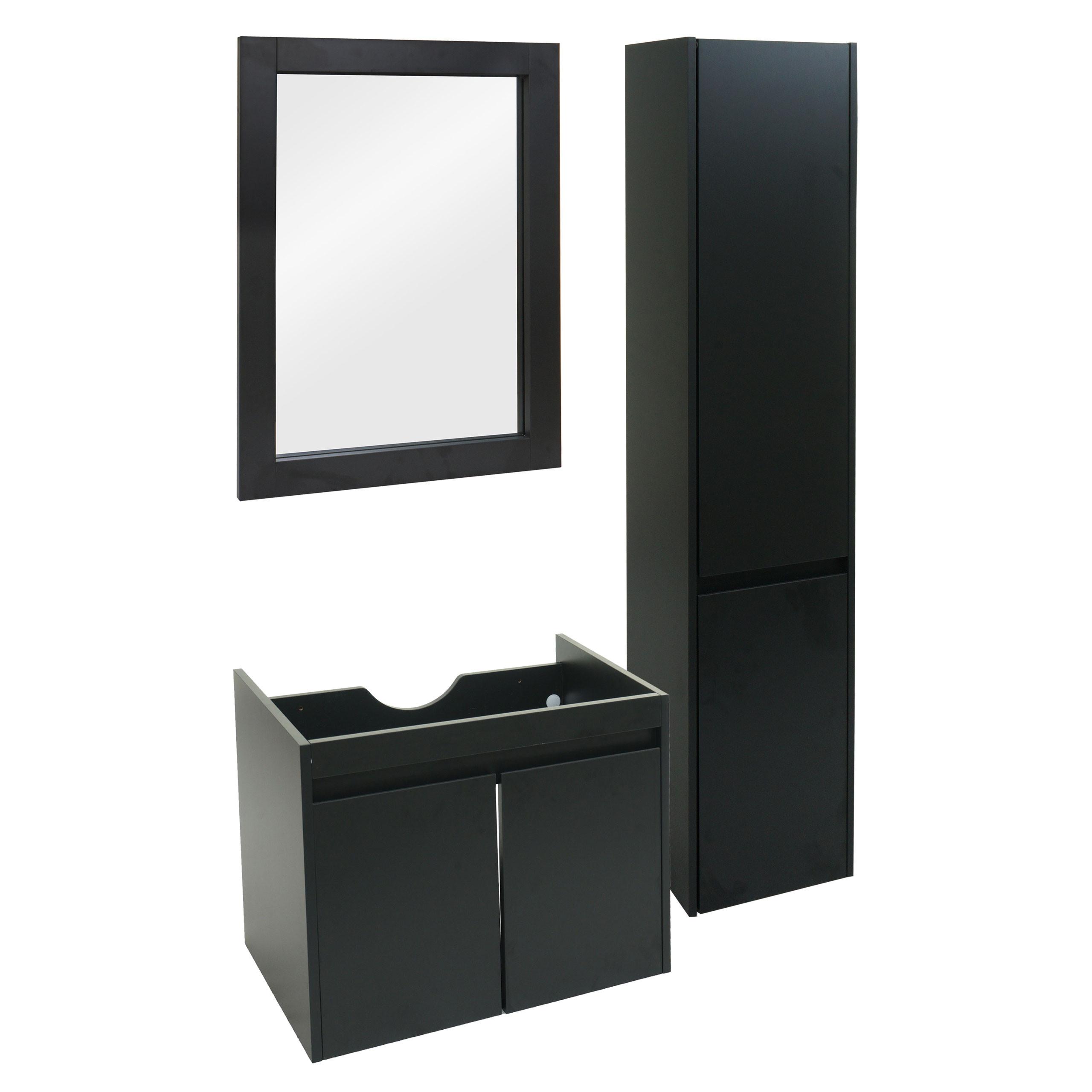 BADEZIMMERSET Schwarz 3er-Set - Schwarz, Holzwerkstoff (100/160/40cm) - MCW