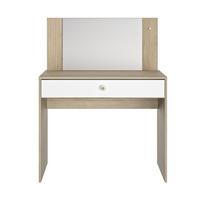 SCHMINKTISCH mit 1 Aufbewahrungsschublade B94 cm - MAKEUP - Eichefarben/Weiß, Holzwerkstoff (44/121/102cm) - Calicosy