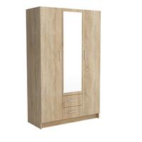 DREHTÜRENSCHRANK PINELLO 120/195/55cm 2-türig mit Spiegel Sonoma Eiche - Sonoma Eiche, Holzwerkstoff (120/195/55cm) - MASSENO