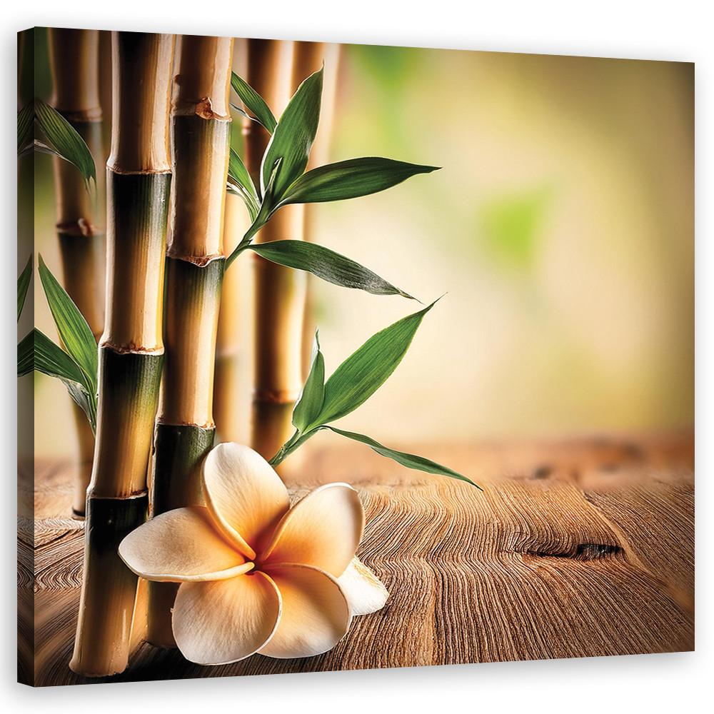 WANDBILD bambus zen blumen - Gelb, Textil (50/50cm) - Feeby