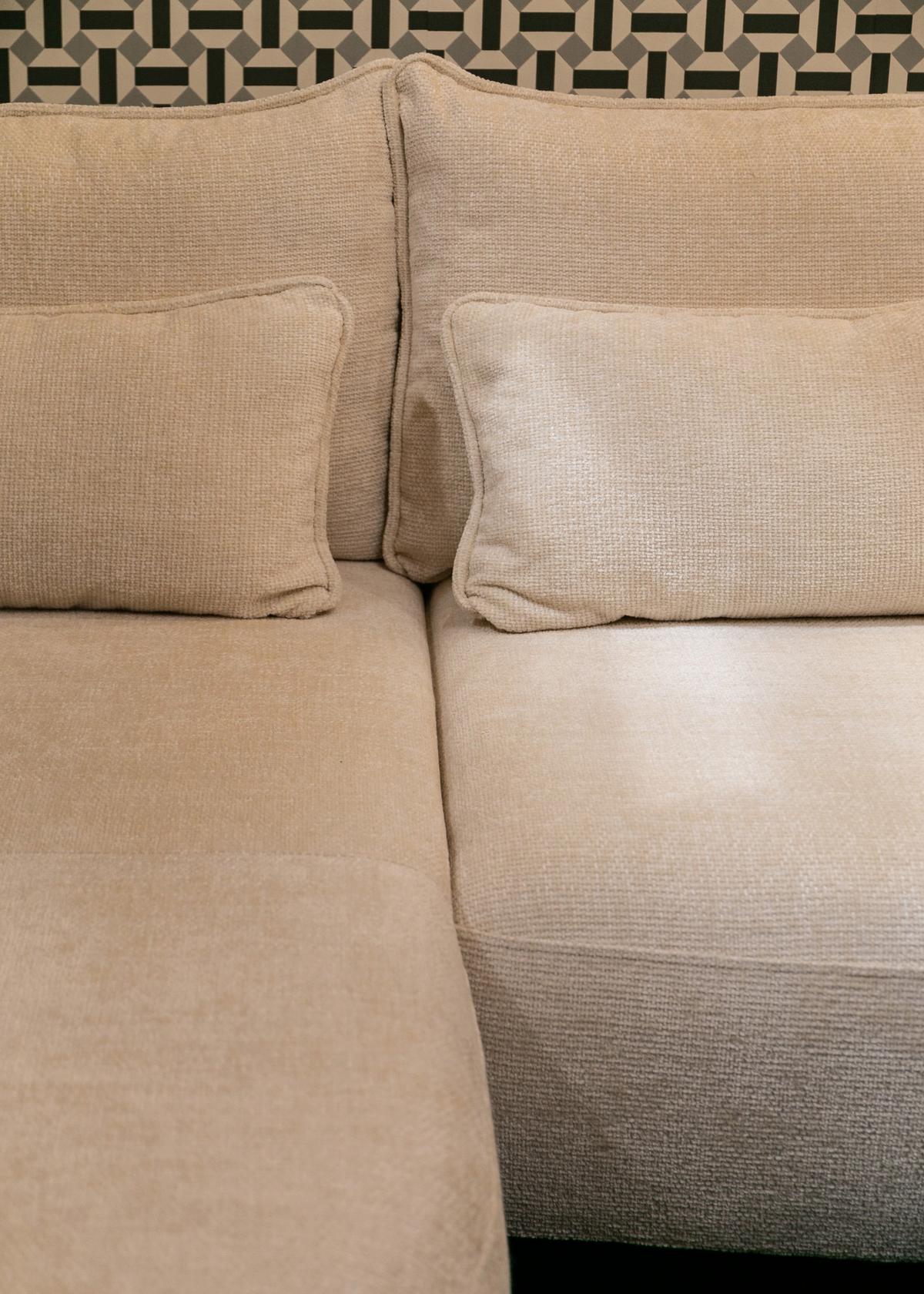 ECKSOFA Oblivio Cremeweiß Chenille - Creme/Schwarz, Textil/Metall (285/200cm) - Selsey