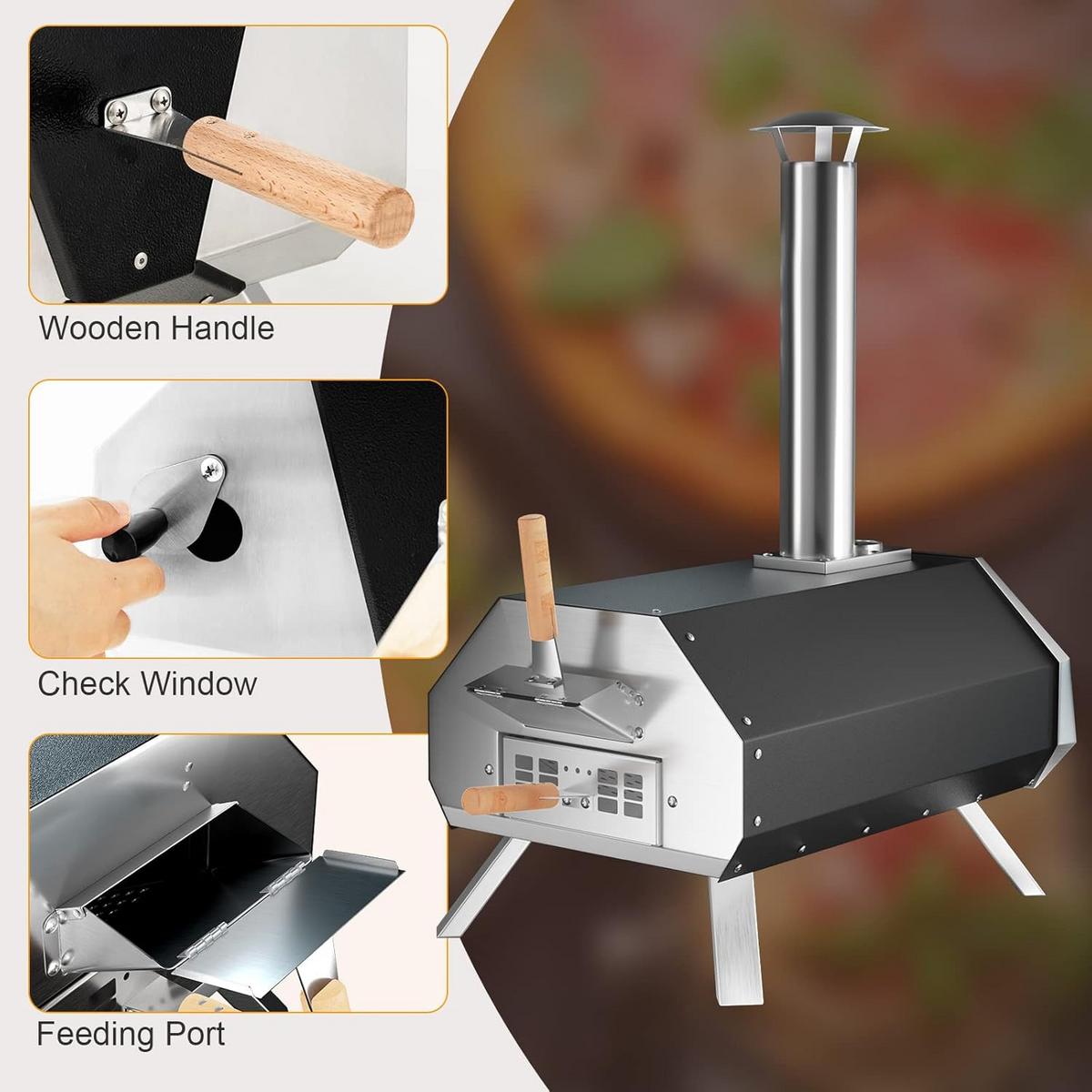 PIZZAOFEN Schwarz - Multicolor, Metall (51/83/38.5cm) - COSTWAY