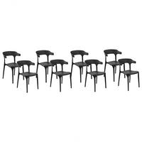 GARTENSTÜHLE 8er-Set Kunststoff schwarz Gubbio - Schwarz, Kunststoff (50/76/49cm) - Beliani