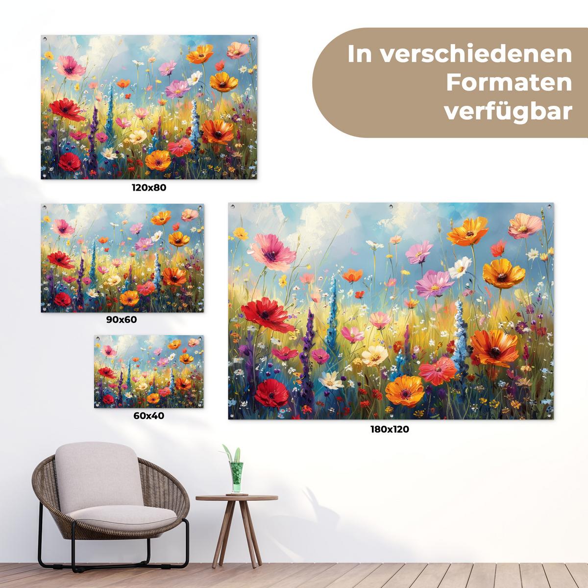 GARTENPOSTER Blumen - Natur - Botanik - Kunst Poster für draußen 180x120 cm - Hellblau, Kunststoff (180/120/0.2cm) - OnlyWow