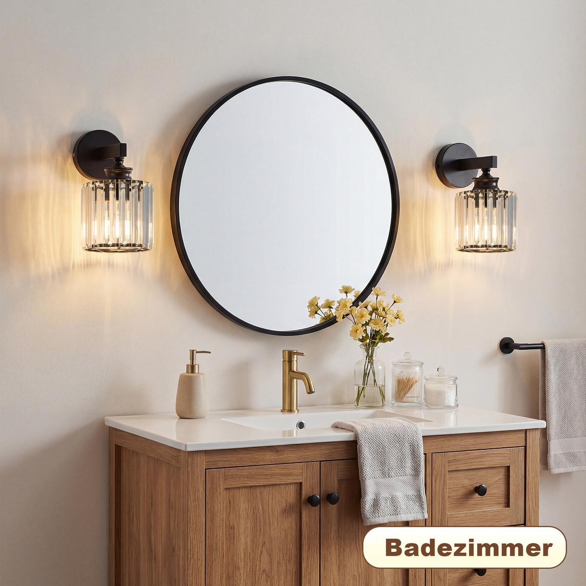 WANDLEUCHTE Irwen 13.6/13.6/23 cm - Schwarz, Glas/Metall (13.6/23/13.6cm) - ZMH