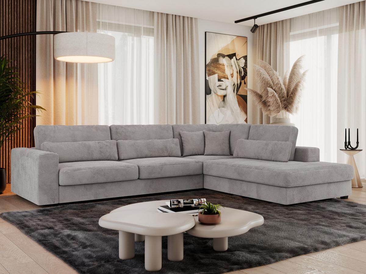 ECKSOFA Savona Grau Cord - rechts - Schwarz/Grau, Kunststoff/Textil (249/316cm) - MKS