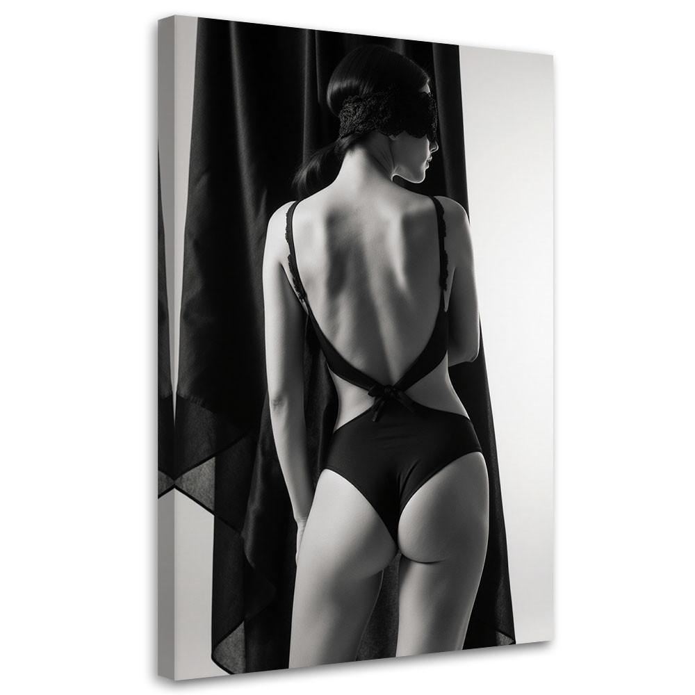 WANDBILD, Nackte Frau schwarz weiß - Schwarz, Textil (70/100cm) - Feeby