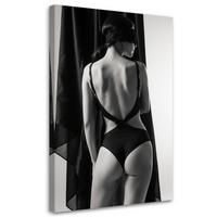WANDBILD, Nackte Frau schwarz weiß - Schwarz, Textil (60/90cm) - Feeby