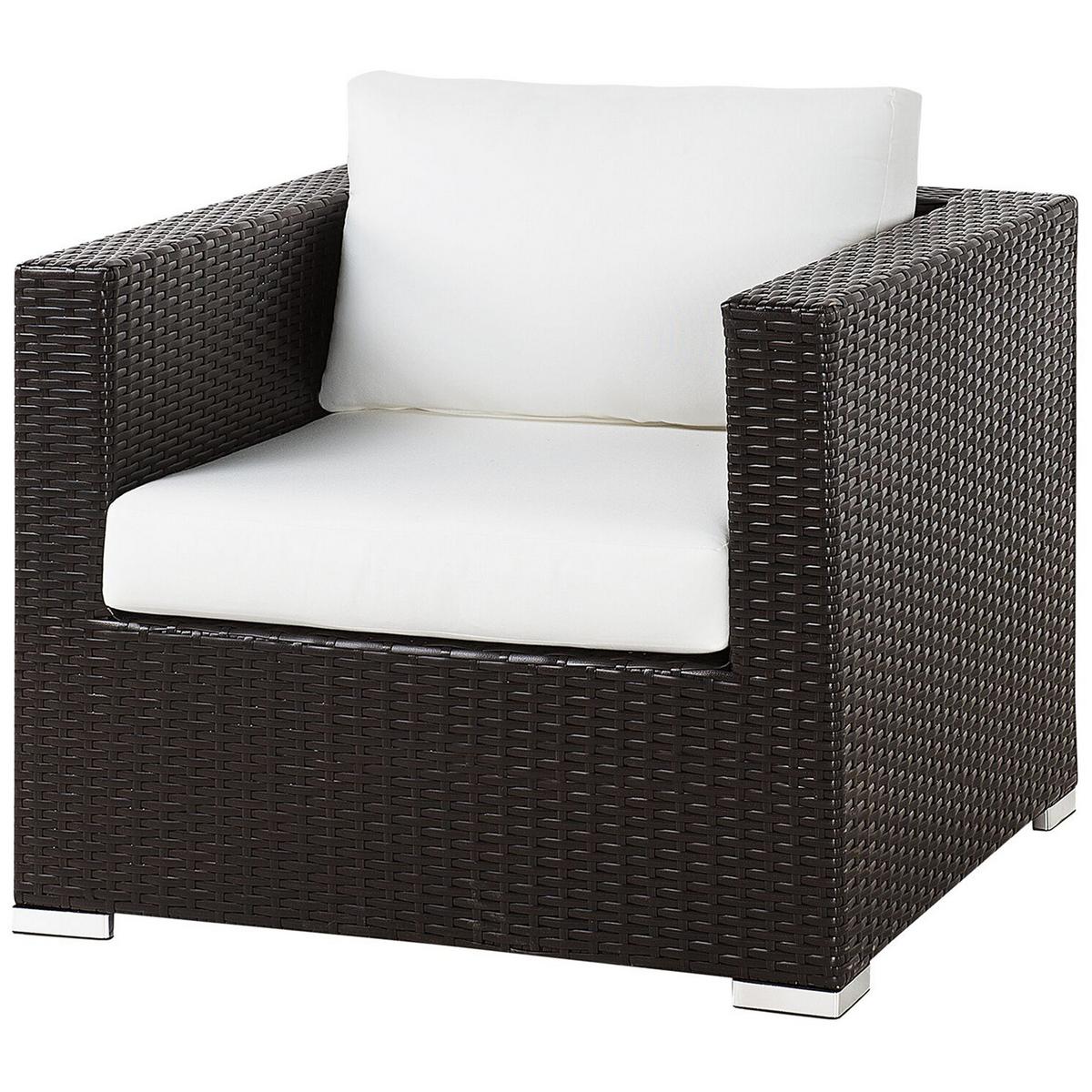 LOUNGE-SET 8-Sitzer braun linksseitig modular Auflagen beige XXL - Beige/Dunkelbraun, Kunststoff - Beliani