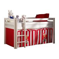 KINDERBETT Karolina 210x114x106 Massivholz Weiß Textilset Zirkus - Rot/Weiß, Holz (90/200cm) - 58aufmkessel
