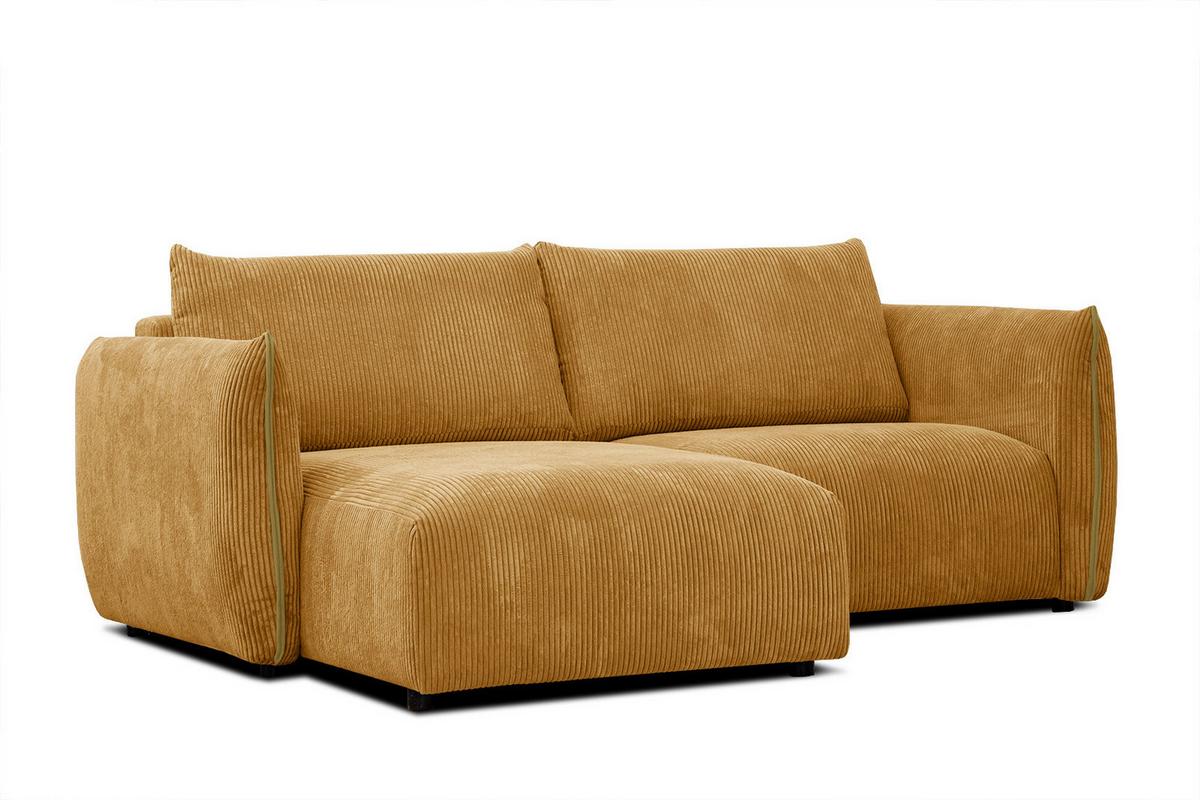 ECKSOFA TAUER 3-Sitzer, honig - Schwarz/Honig, Holzwerkstoff/Kunststoff (173/206cm) - Wozimo