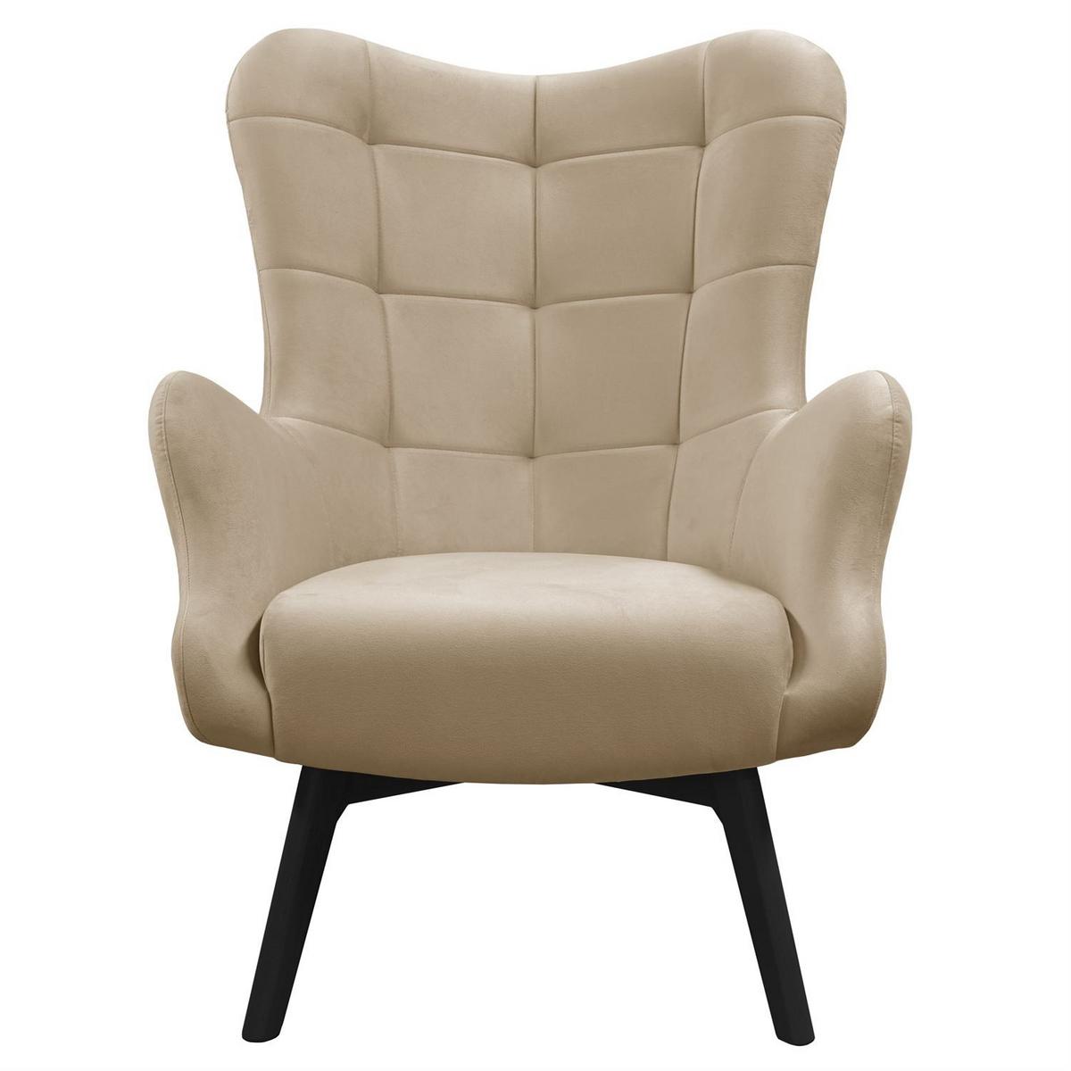 SESSEL SAND mit schwarzen Beinen - Beige/Schwarz, Textil (80/105/86cm) - Lookway