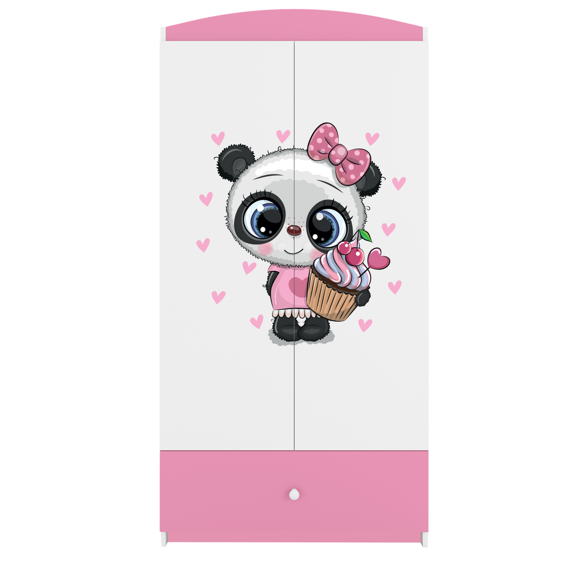 KINDERKLEIDERSCHRANK Panda - Hellrosa, Holzwerkstoff (90/175/52cm) - RAUMHIRSCH FURNITURE