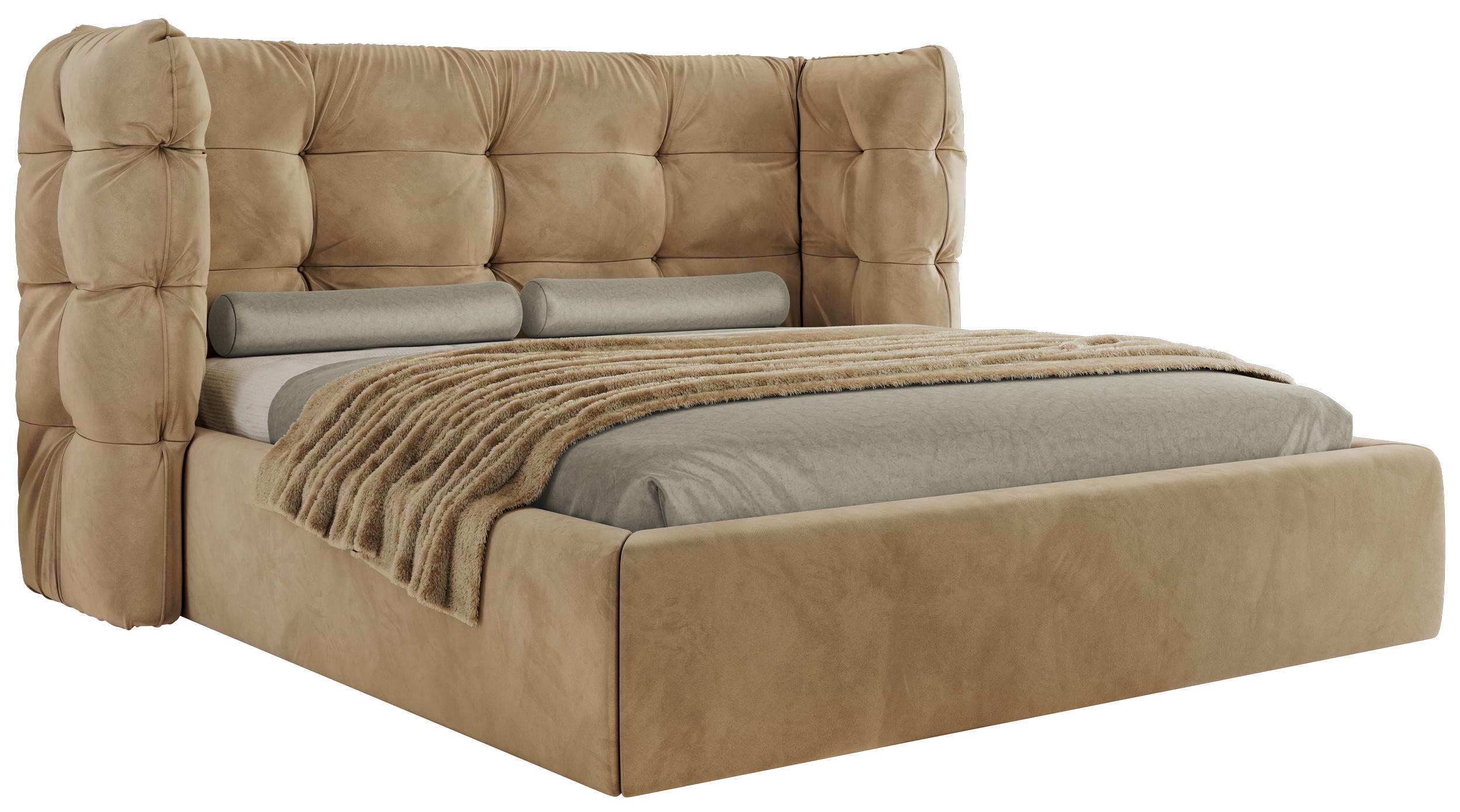 POLSTERBETT FLONELLE CLASSIC 140/200 - Hellbraun Velvet - Multipocket-Matratze - Hellbraun, Textil (140/200cm) - MKS