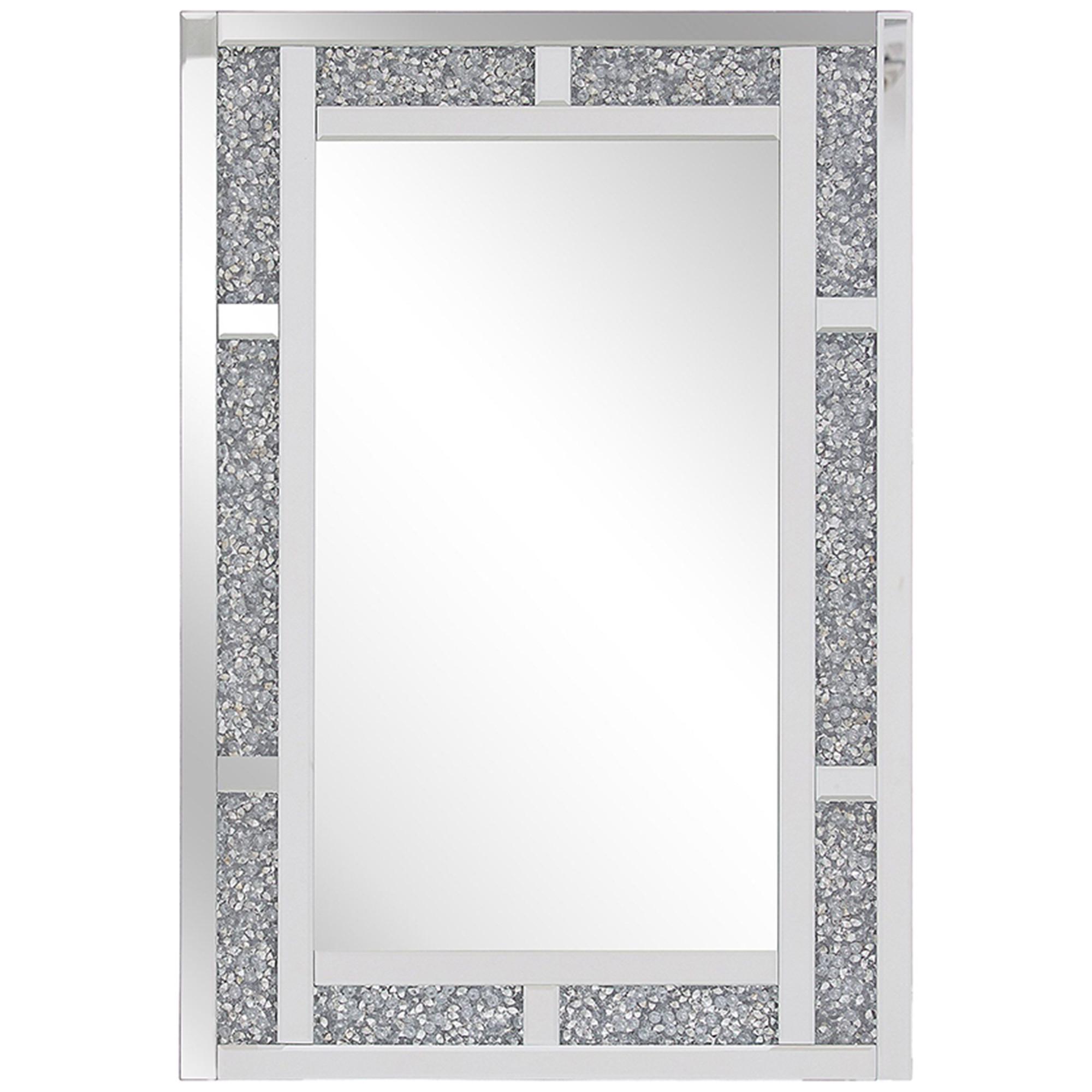 WANDSPIEGEL silber 60/90 cm Glitzer-Effekt Avrille - Silberfarben, Holzwerkstoff (60/90/2cm) - Beliani