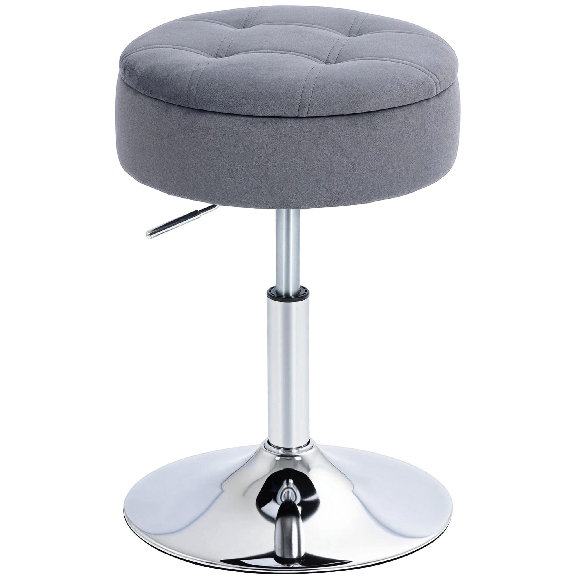 BARHOCKER Polyester Stahl Grau - Silberfarben/Grau, Textil/Metall (39/65/39cm) - HOMCOM