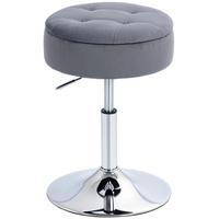 BARHOCKER Polyester Stahl Grau - Silberfarben/Grau, Textil/Metall (39/65/39cm) - HOMCOM