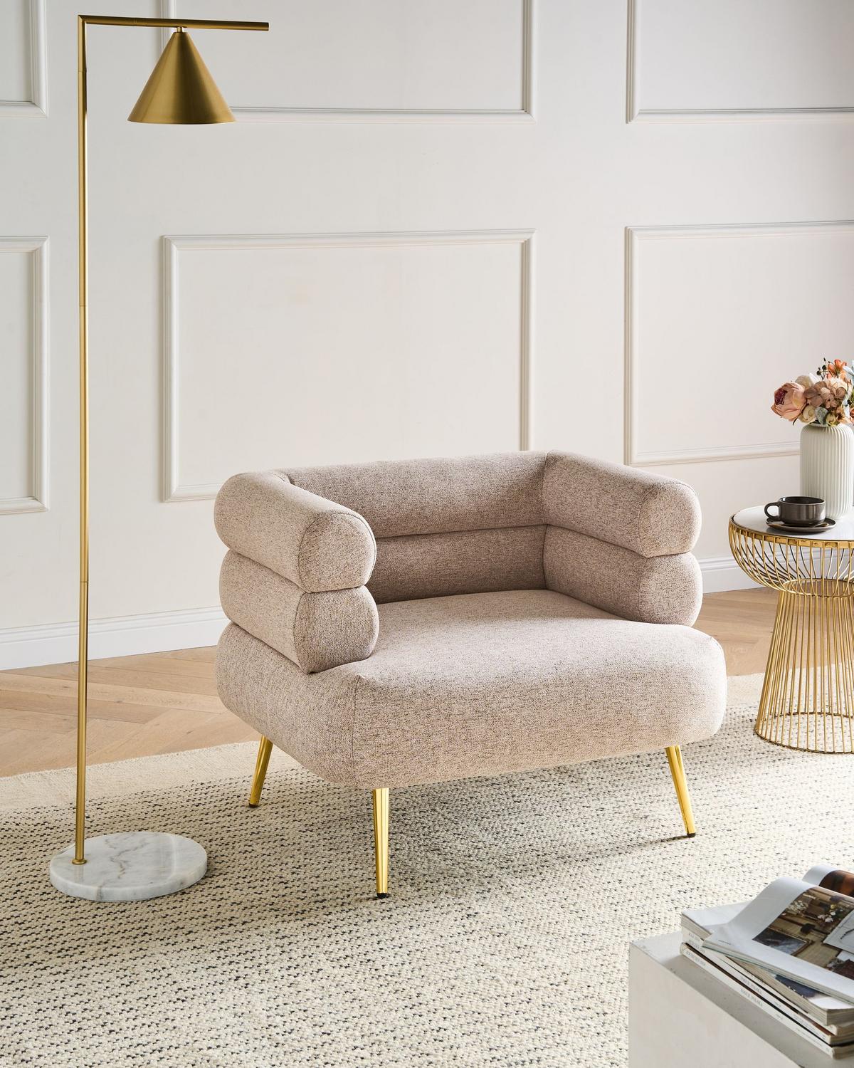 SESSEL Stoff Beige Bovik - Beige, Textil (90/68/74cm) - Beliani