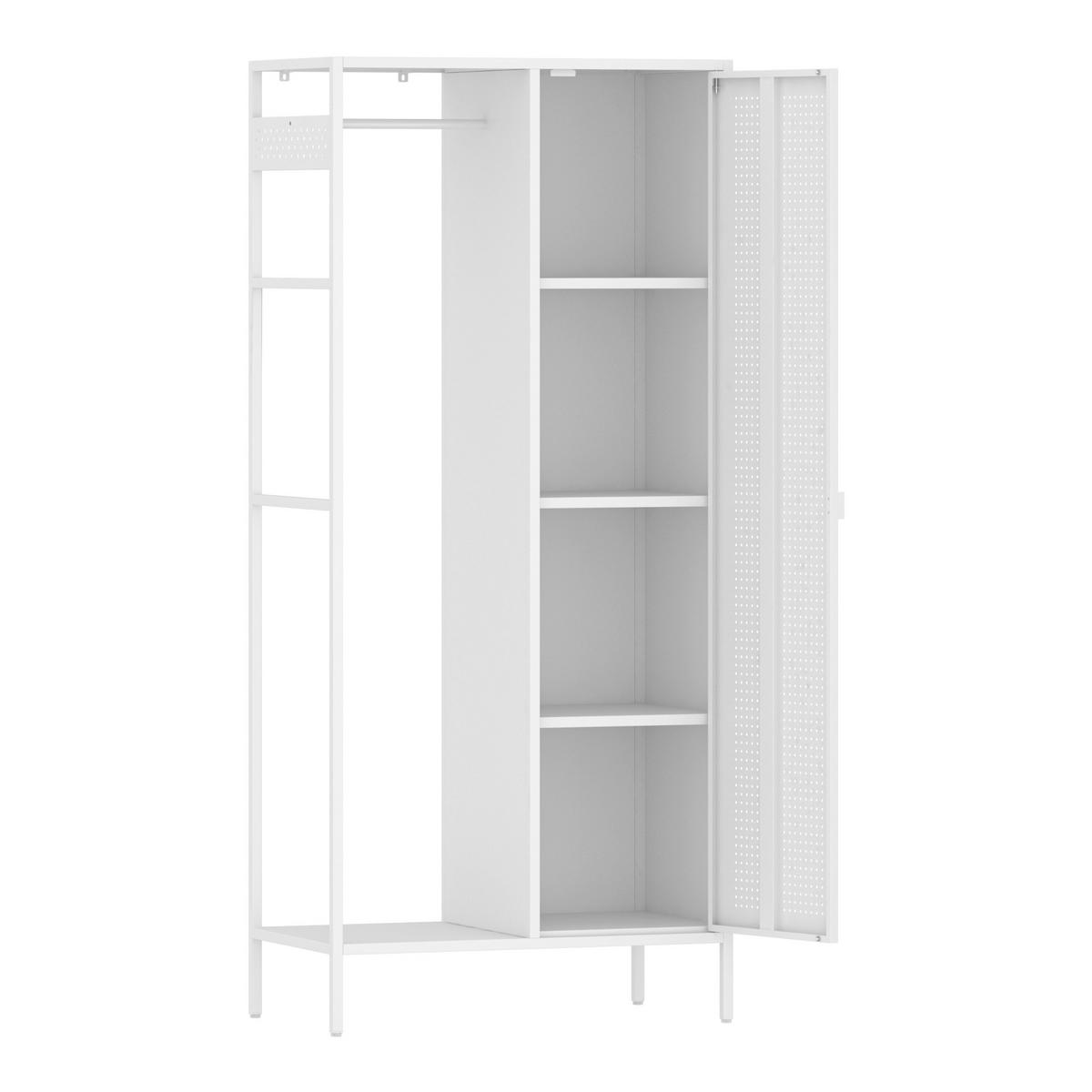 KLEIDERSCHRANK Puumala - Weiß, Metall (80/180/45cm) - [en.casa]