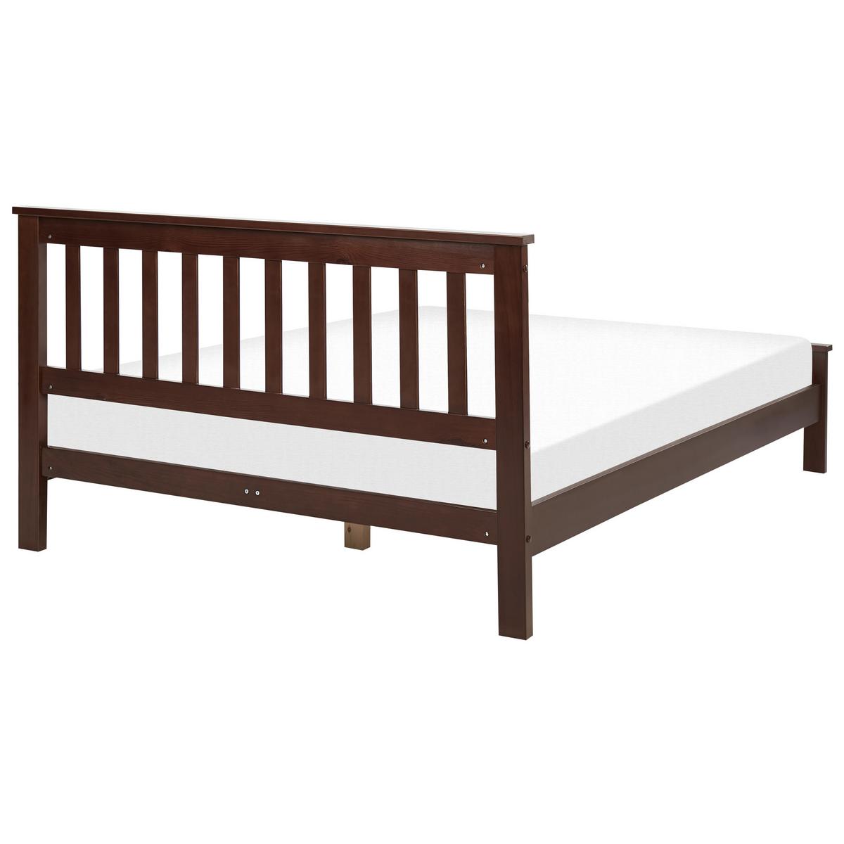 HOLZBETT 140/200cm Dunkler Holzfarbton Mayenne - Dunkelbraun, Holz (140/200cm) - Beliani