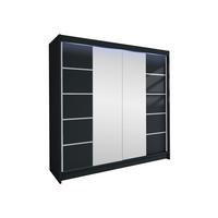 SCHWEBETÜRENSCHRANK Talin V, mit RGB LED Beleuchtung - Silberfarben/Schwarz, Holzwerkstoff/Metall (180/215/58cm) - MIRJAN24