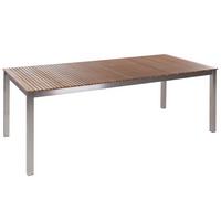 GARTENTISCH Heller Holzfarbton Viareggio - Hellbraun/Silberfarben, Holz (200/90/75cm) - Beliani