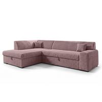 ECKSOFA L Form Minosa Rosa 260/175/71 cm Links mit Schlaffunktion - Pink/Schwarz, Kunststoff/Textil (260/175cm) - AX Living