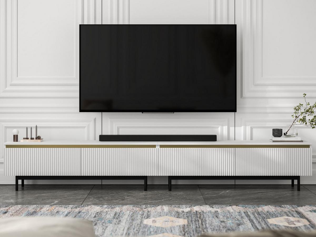TV-LOWBOARD 2er-Set Selene Weiß matt 280 cm mit Metallrahmen - Schwarz/Weiß, Holzwerkstoff/Metall (280/44/35cm) - Meble Lindner