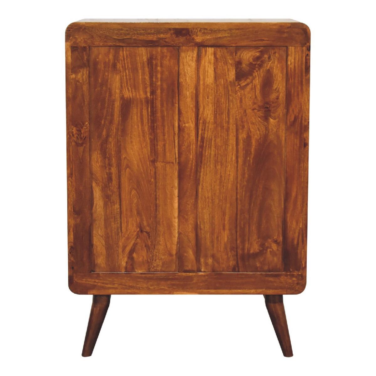 KOMMODE Stella, 2 über 3 Schubladen, Nordische Beine, Braun - Messingfarben/Braun, Holz/Metall (70/98/35cm) - Artisan Furniture